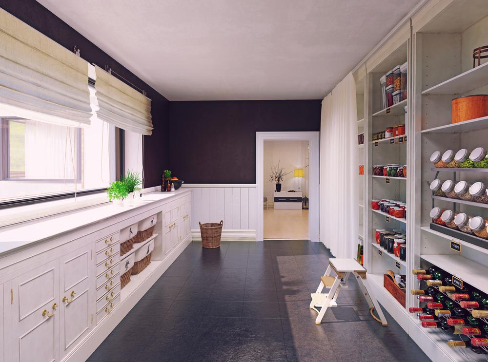 Modern pantry interior design. 3d rendering concept